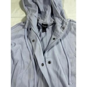 Women’s XL Jacket Eileen Fisher Organic Cotton Zip Button Blue Soft Hood